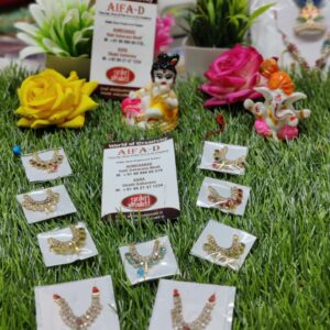 Bhagwan ji ke Jewellery Laddu Gopal Ji Krishna Ji Thakur Ji Bal Krishna jewellery Dress Poshak Vastra for Little Metal Idol Statue Size 1 with Jewelry Set and Pagdi 1Pcs Size 1