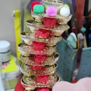 AIFAD HANDMADE Decorative Haldi Kumkum Platter with 2 Katoris 2 X 2 Inch approx Kumkum Metal Platter/Roli Chawal/ Puja Thali with Ganesha for Raksha Bandhan and Bhai Dooj