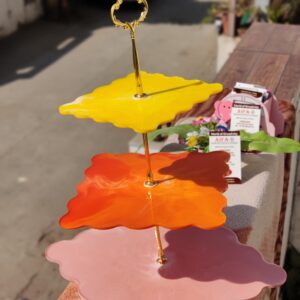 AIFAD Resin 3 Tier Multicolor Cake, Cupcake, Dessert, Fruits Stand of Handcrafted Marble Effect for Multipurpose Use in Birthday, Party, Wedding (Multi color)