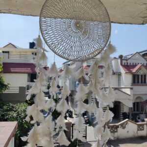 AIFAD Handmade Fairy Dream Catcher - White Color - Handmade Dream Catcher Wall Hanging (Mirage), Dream Catcher Wall Decor, Wall Hanging for Bedroom and Living Room, Dream Catcher for Home Decoration, White Dream Catcher, Large Size