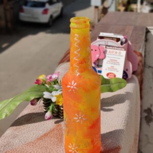 AIFAD Hand Painted Designer Glass Bottle Art for Home Decor, Birthday, Diwali Decor, Gift for Loved ones